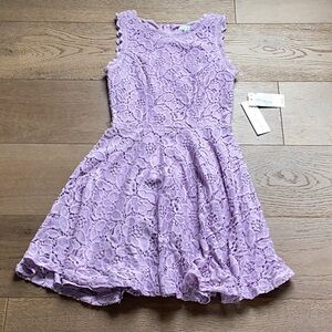 City Vibe Sleeveless Lavender Lace Fit & Flare Dress Size 0 NWT